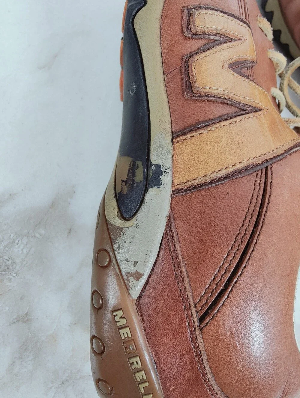 Merrell Men's Downforce Tan Brown Leather Sneakers, Sz 8